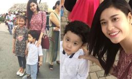 Trương Quỳnh Anh tươi rói đưa con trai đi chợ Tết