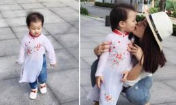 Con gái Vũ Thu Phương duyên dáng áo dài ngày xuân