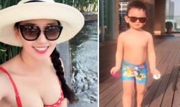 Lã Thanh Huyền khoe dáng đẹp đi bơi với con trai