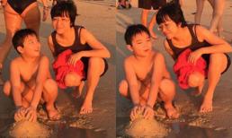 Thảo Vân trẻ trung chơi đùa trên biển cùng con trai
