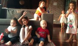 Con gái Đoan Trang như búp bê bên cặp song sinh nhà Hồng Nhung