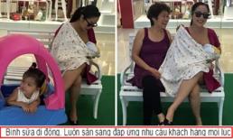 Ốc Thanh Vân thản nhiên 'vạch áo' cho con bú giữa 'thanh thiên bạch nhật'