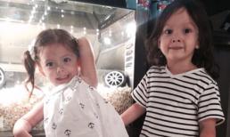 Cặp song sinh nhà Hồng Nhung hào hứng đi xem phim