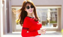 Ngọc Trinh khoe vẻ đẹp rạng ngời giữa phố đông