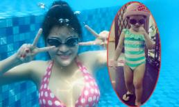 Vũ Thu Phương và con gái đáng yêu với áo tắm