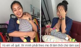 Ốc Thanh Vân vô tư 'tiếp sữa' cho con tại chỗ làm