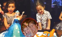 Cặp sinh đôi nhà Hồng Nhung hớn hở mừng sinh nhật 3 tuổi