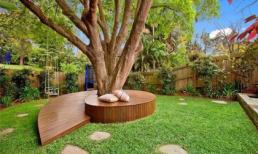 Sân vườn đẹp lung linh với ghế cây sáng tạo