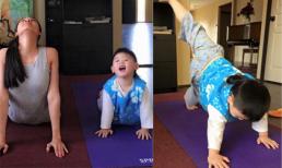 Dương Mỹ Linh tập yoga cùng con trai út Bằng Kiều