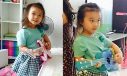 Con gái Thành Trung tạo dáng đánh đàn đáng yêu như nghệ sĩ nhí