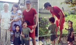 Hai con Lý Hải hào hứng về quê câu cá