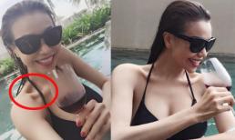 Trà Ngọc Hằng khoe dáng gầy trơ xương bên hồ bơi