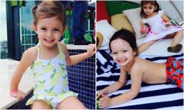 Hai nhóc tì nhà Hồng Nhung 'cười hết cỡ' khi đi nghỉ mát