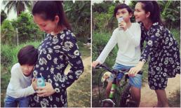 Kim Hiền khoe khoảnh khắc ấm áp khi con trai ghé sát bụng bầu 