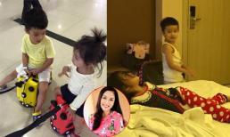 Hai con Ốc Thanh Vân quậy như 'giặc' khi theo mẹ đi làm