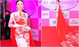 Á hậu Trà Giang gây bất ngờ với váy đuôi dài 18 mét