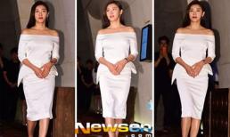 Ha Ji Won khoe vai trần với váy trắng điệu đà