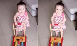 Cadie cực yêu khi chăm chỉ tập đi