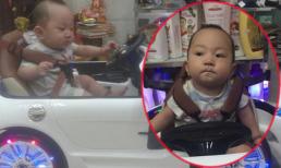 Con trai Tuấn Hưng cứng cáp khi ngồi lái 'siêu xe' đồ chơi