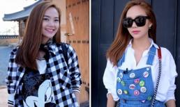 Minh Hằng diện đồ trẻ trung như gái 18 ở Hàn Quốc