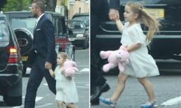 Bé Harper đáng yêu như thiên thần, tung tăng trên phố với bố