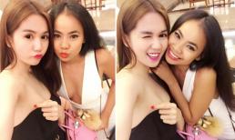 Ngọc Trinh khoe vòm ngực trắng ngần với váy quây đi ăn cùng bạn