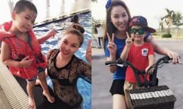 Quỳnh Thư cực tình cảm với con riêng của bạn trai