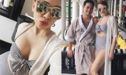 Quỳnh Thư khoe vòng một 'căng tràn' với áo tắm