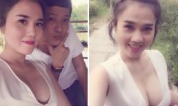 Chị gái Ngọc Trinh ăn diện gợi cảm, khoe vòng 1 'bốc lửa'