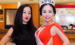 Danh hài Thúy Nga 'chu môi xì tin' bên Á hậu Hạ My
