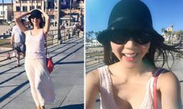 Ngọc Quyên xinh tươi với bụng bầu 4 tháng đi dạo