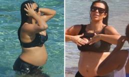 Kim Kardashian khoe bụng bầu lớn 'vượt mặt' trên biển