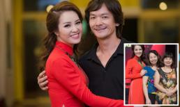 Á hậu Thụy Vân được bố mẹ tháp tùng đi dẫn chương trình