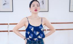 Lệ Quyên diện đồ mát mẻ đi tập nhạc