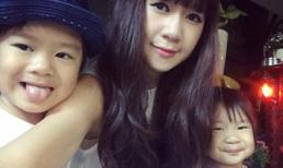 Minh Hà trẻ trung như nữ sinh bên hai nhóc tỳ