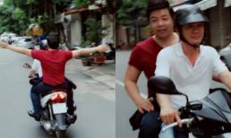 Quang Lê để đầu trần ngang nhiên ngồi xe máy lượn phố