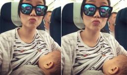 Ốc Thanh Vân khoe ảnh 'tiếp sữa' cho con trên máy bay
