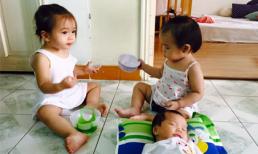 Con gái Đoan Trang đáng yêu khi 'trổ tài' chăm em bé