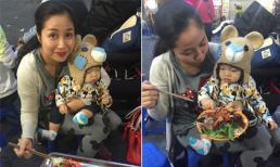 Ốc Thanh Vân và con trai út ăn vặt trên vỉa hè Hà Nội