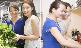 Hoa hậu Kỳ Duyên mặt mộc đi chợ và xuống bếp phụ mẹ