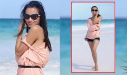 Vợ cũ Lam Trường khoe dáng gợi cảm như siêu mẫu trên biển