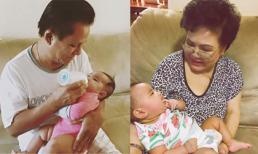 Bố mẹ chồng Kim Hiền chăm cháu cực khéo