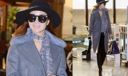 Kim Hee Sun đẹp quên tuổi tác với style  trẻ trung tại sân bay