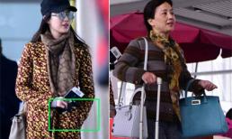 Lưu Diệc Phi đút tay túi áo, 'để mặc' mẹ 'tay xách nách mang' hành lý