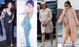 Sao Âu-Á bụng vượt mặt vẫn đi giày cao, làm việc hết công suất