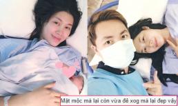 Vợ Đăng Khôi khoe ảnh mặt mộc ngay sau sinh vẫn đẹp rạng rỡ