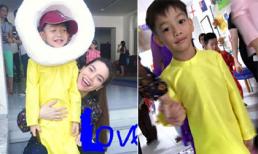 Bé Subeo đáng yêu và đẹp trai với áo dài trong ngày hội trường