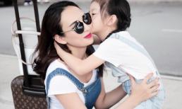 Ngọc Diễm và con gái tình cảm ở sân bay