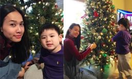 Con trai út của Bằng Kiều cùng Dương Mỹ Linh trang trí cây thông Noel