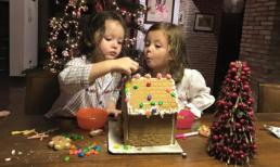 Hai con Hồng Nhung cực đáng yêu khi tự tay trang trí bánh